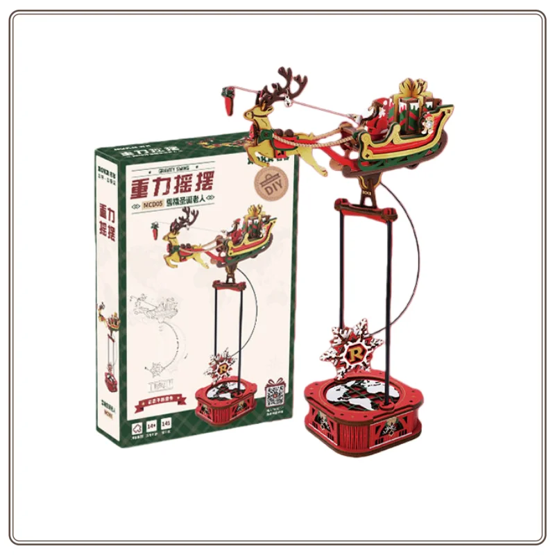 ROKR Schwerkraft Schwingende Schlitten Weihnachtsmann DIY handgemachte Junge Weihnachten Geburtstagsgeschenk Anhänger Bausteine Montage Modell Geschenk Spielzeug