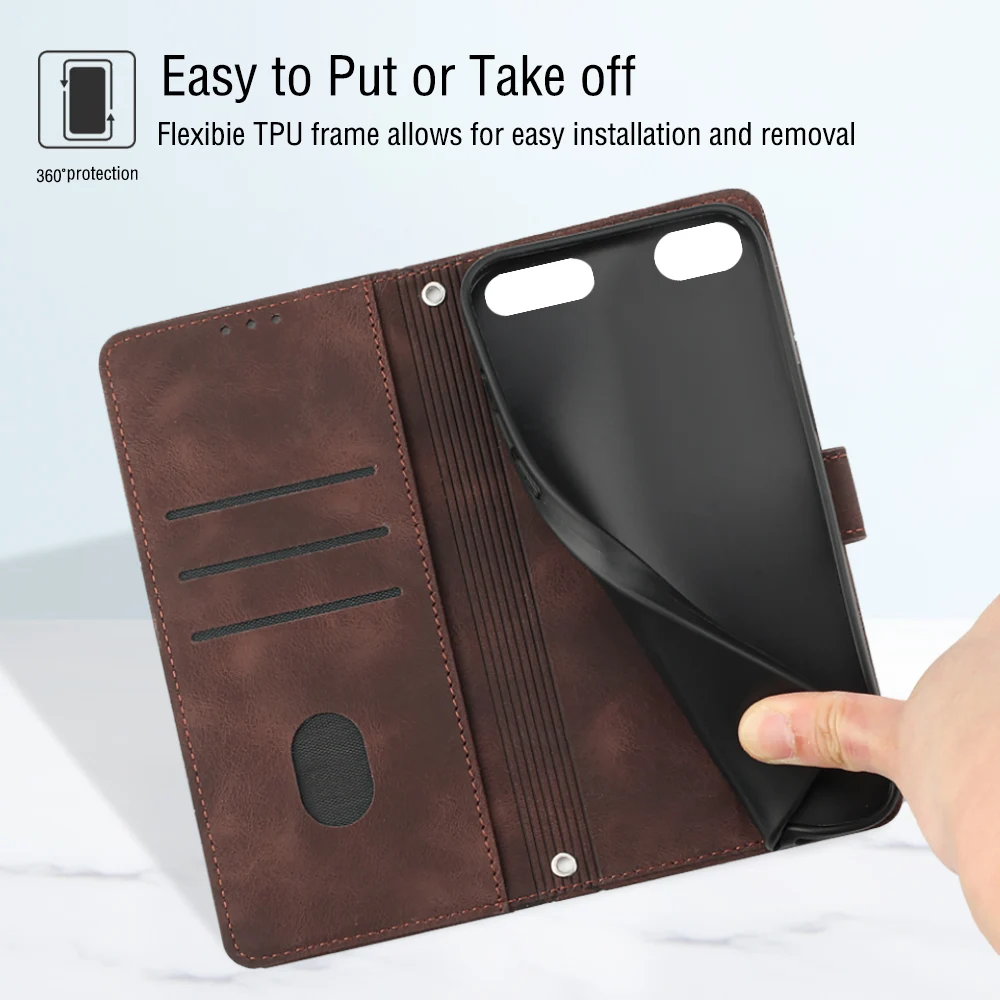 Eenvoudige Portemonnee Ontwerp Polsband Lederen Tas Voor Ipod Touch 5/6/7 Magnetische Flip Cover Met Kaartsleuf Houder En Standaard