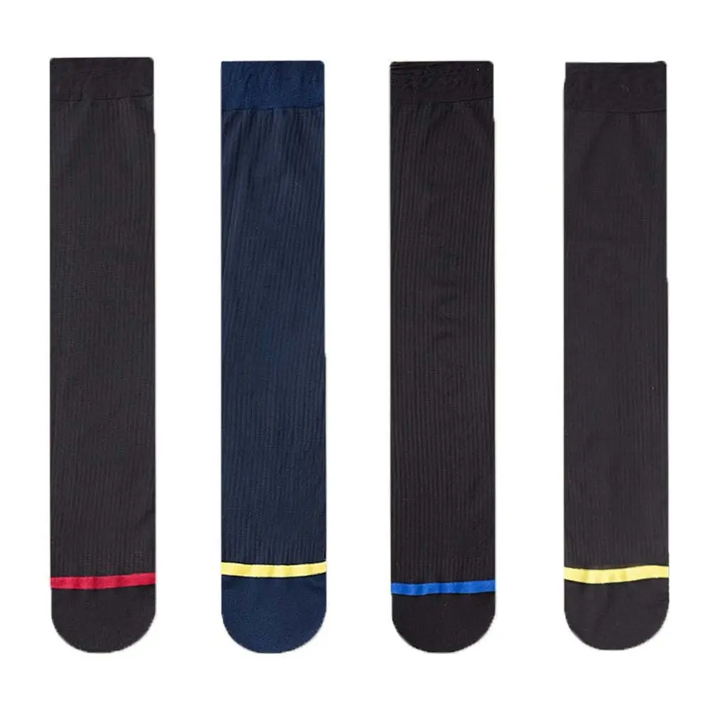 Формальные полупрозрачные мужские ультратонкие носки-трубочки в полоску, тонкие деловые чулки, прозрачные чулочно-носочные изделия средней длины, деловые изделия