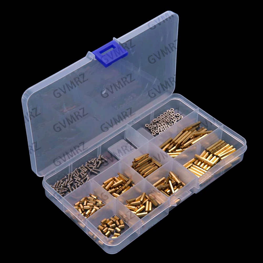 300PCS Brass Standoff Spacer Female/Male M2 Thread Pillar Long 6mm with PCB Motherboard Screws Hex Nuts Assortment Kit M2