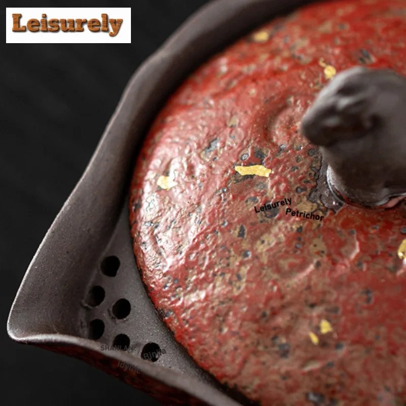 100 مللي رش الذهب الحصان الصغير إبريق الشاي الأحمر الشاي التقليدي المساعد على التحلل وعاء صنع الشاي غلاية مع مصفاة لملحقات الشاي الحرفية