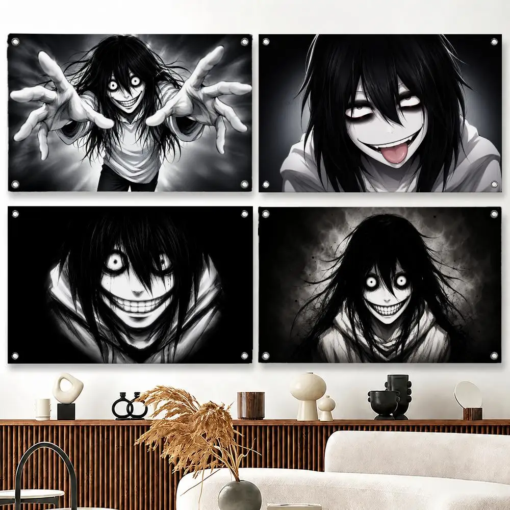 Character Jeff the Killer Flags decor flag banner,wall hanging flag,indoor outdoor wall decor,yard garden porch patio wall art