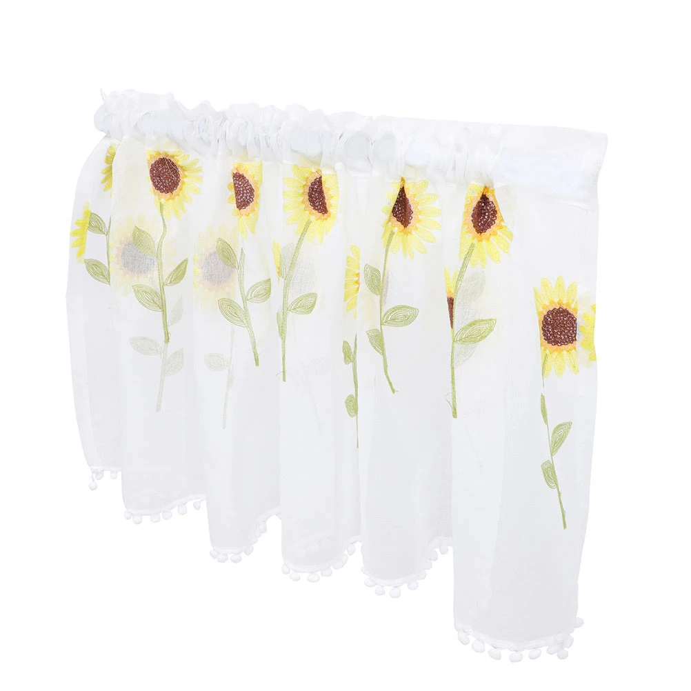 

1Pcs Sunflower Curtain Short Window Drape for Kitchen Living Room Bedroom Cafe Decor Home Curtain Decor Stylish Simple Design