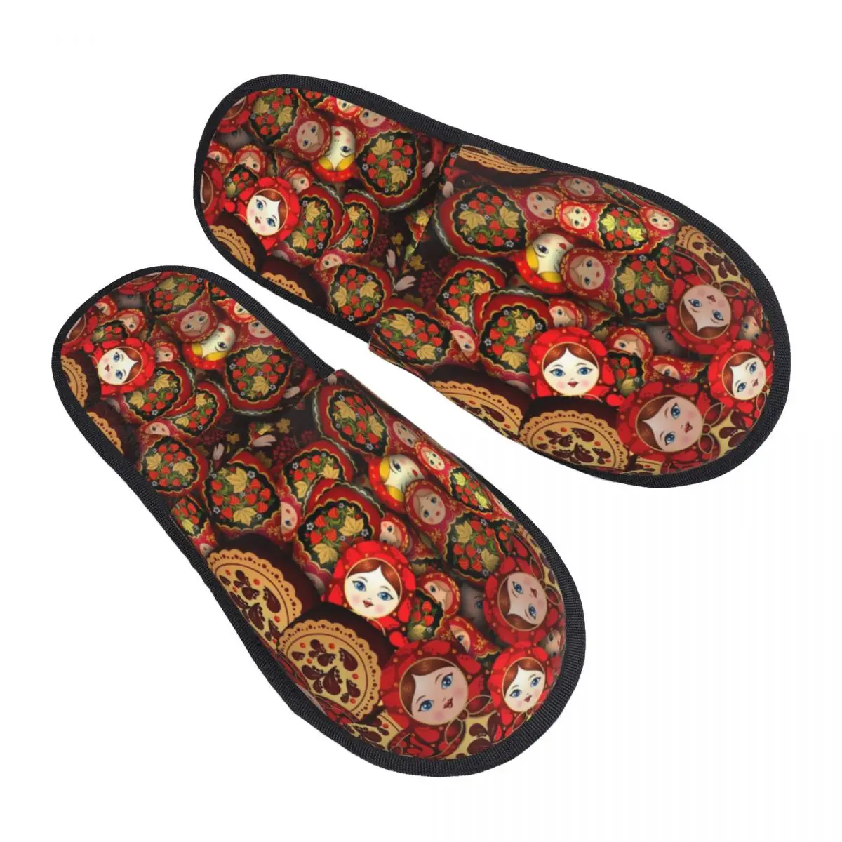 

Custom Russia Matryoshka Doll Soft Memory Foam House Slipper Women Russian Folk Art Babushka Pattern Cozy Warm Anti-Skid Slipper