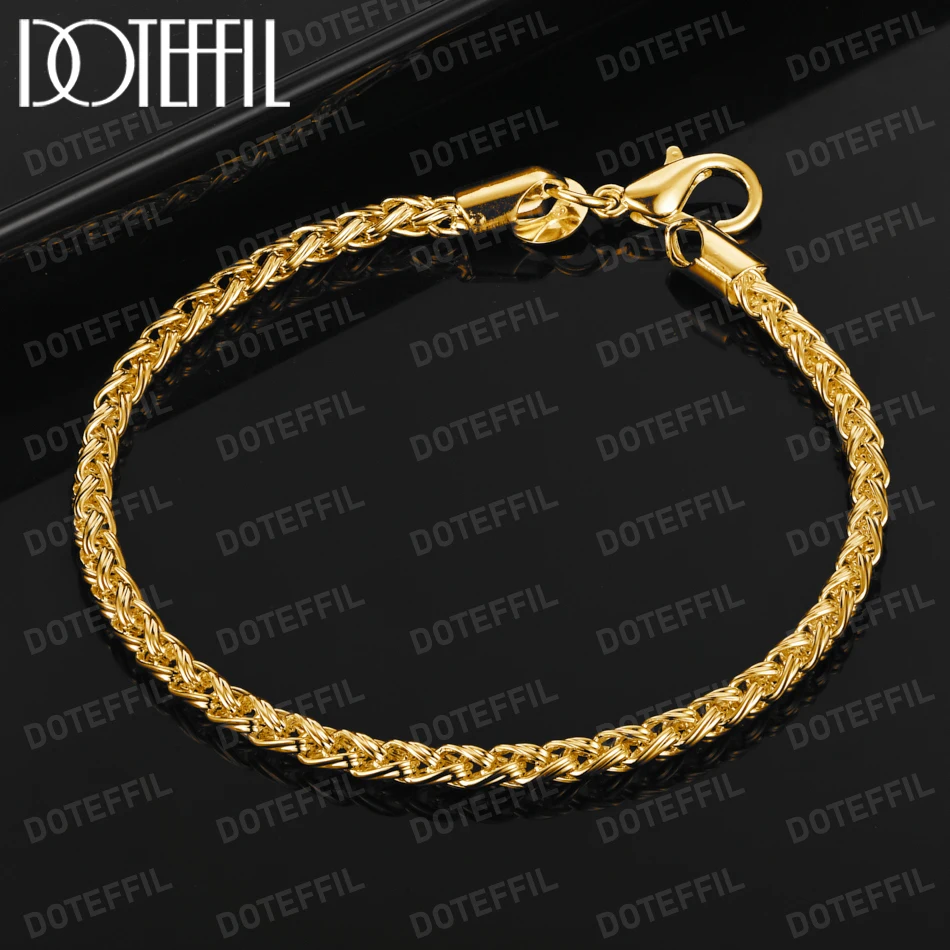 

DOTEFFIL 18K Gold 4mm Multi-Ring Multi-Turn Beads Bracelet For Women Fashion Wedding Engagement Party Charm Jewelry