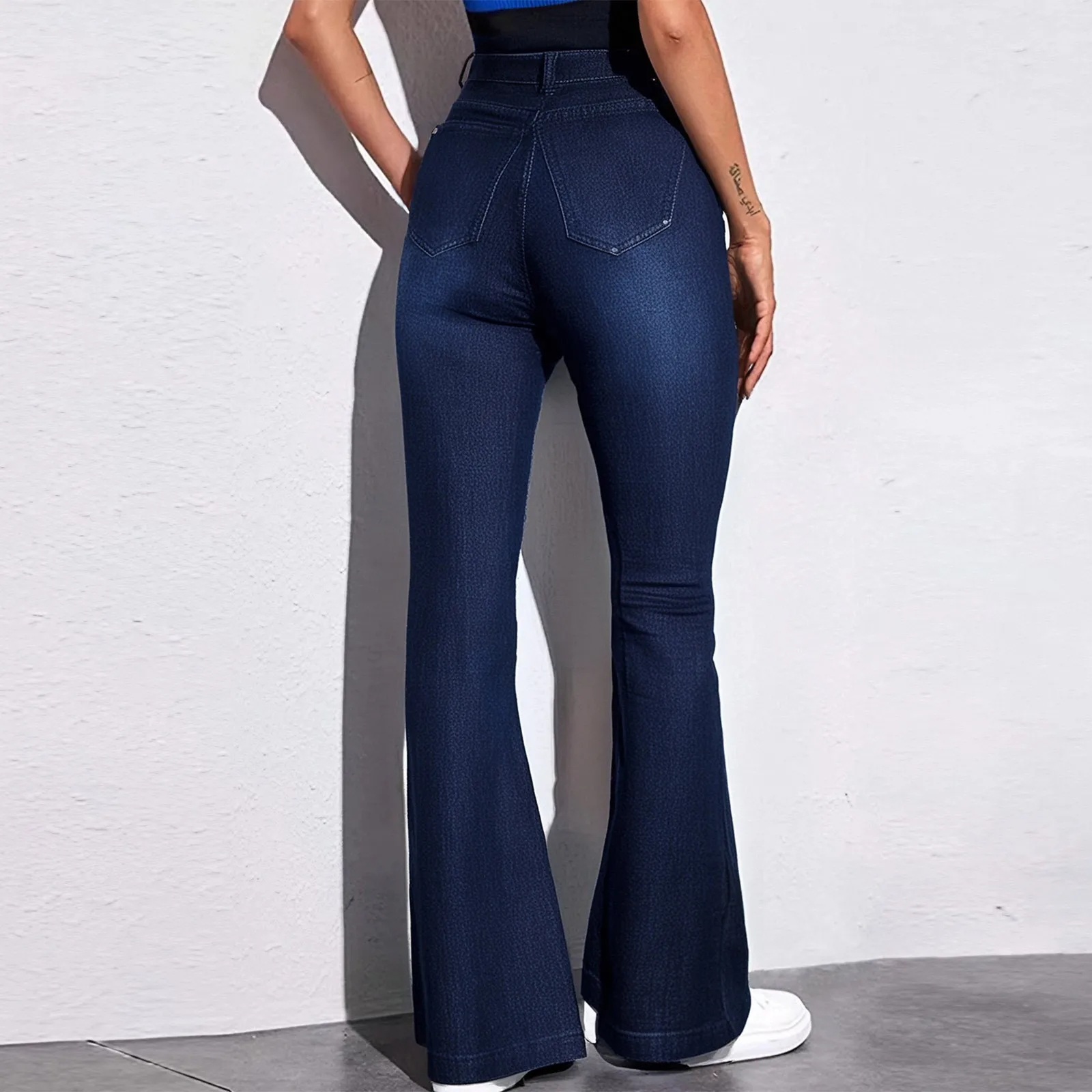 Women'S High Waisted Jeans Classic Fashion Retro Slim Hip Lifting Flared Pants Wide Leg Pants Daily Casual All-Match Basic Jeans