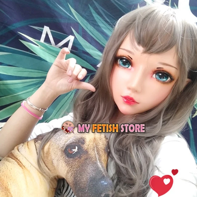 (Er-08)Female Sweet Girl Resin Half Head Kigurumi BJD Eyes Crossdress Cosplay Japanese Anime Role Lolita Mask With Fairy Ear