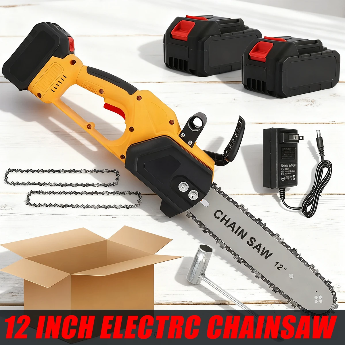 

12 Inch Cordless Chainsaw, Portable Electric Chainsaw, Handheld Chainsaw Pruning Shears, Suitable For Logging