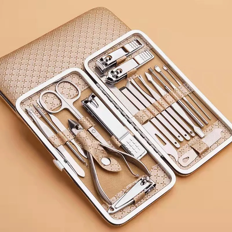 19PCS Manicure Set Pedicure Nail Scissors Tool Nail Clipper Set Stainless Steel Manicure Cutter Trimmer Ear Spoon Nail Clipper