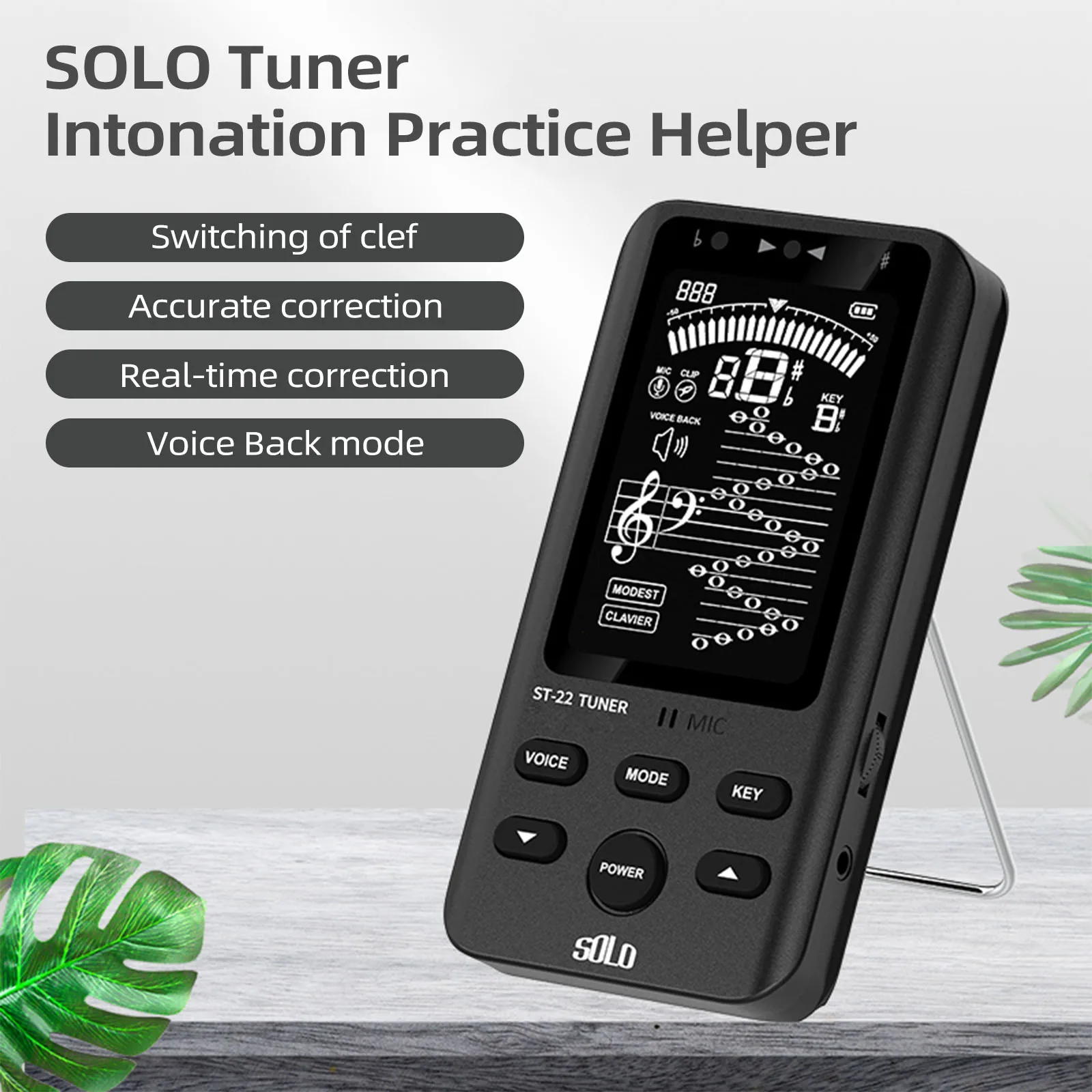 SOLO ST-22 Metronome for Rechargeable Digital Tuner with Following Sound and Shielding Variable Guitar Bass Violin Ukulele