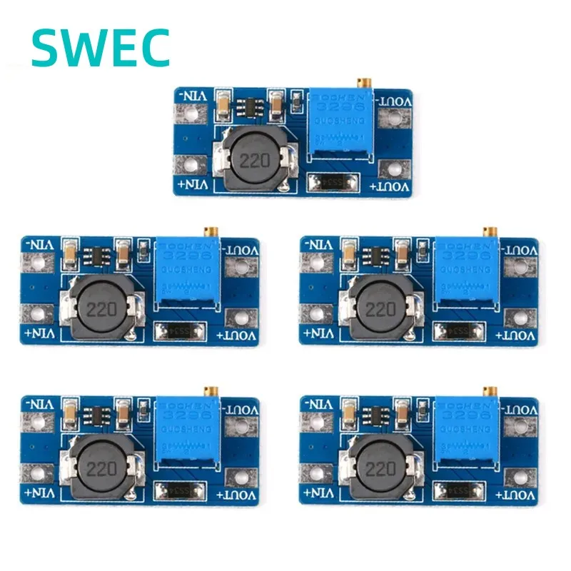 5pcs/1pc MT3608 DC-DC Adjustable Boost Module 2A DC DC Step up Converter Module 2V-24V to 5V 9V 12V 28V Power Module Booster