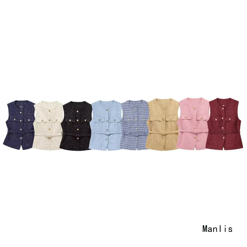 

European and American Style2025New Fashionable Elegant Women's Belt Beaded Textured Vest
