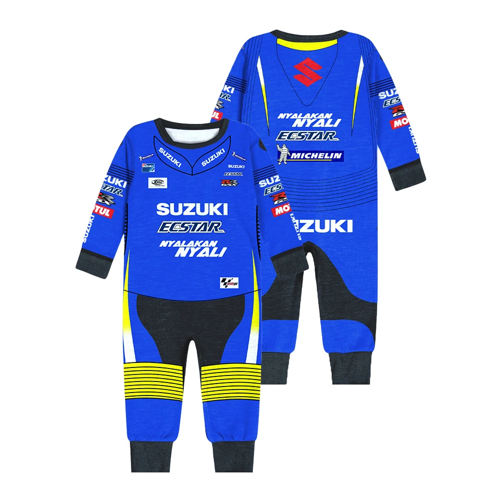 

New MOTO GP Outdoor Extreme Sports Suzuki Motorcycle Followers Outdoor Riding Crawler Clothing Baby Hot Selling Baby jumpsuit