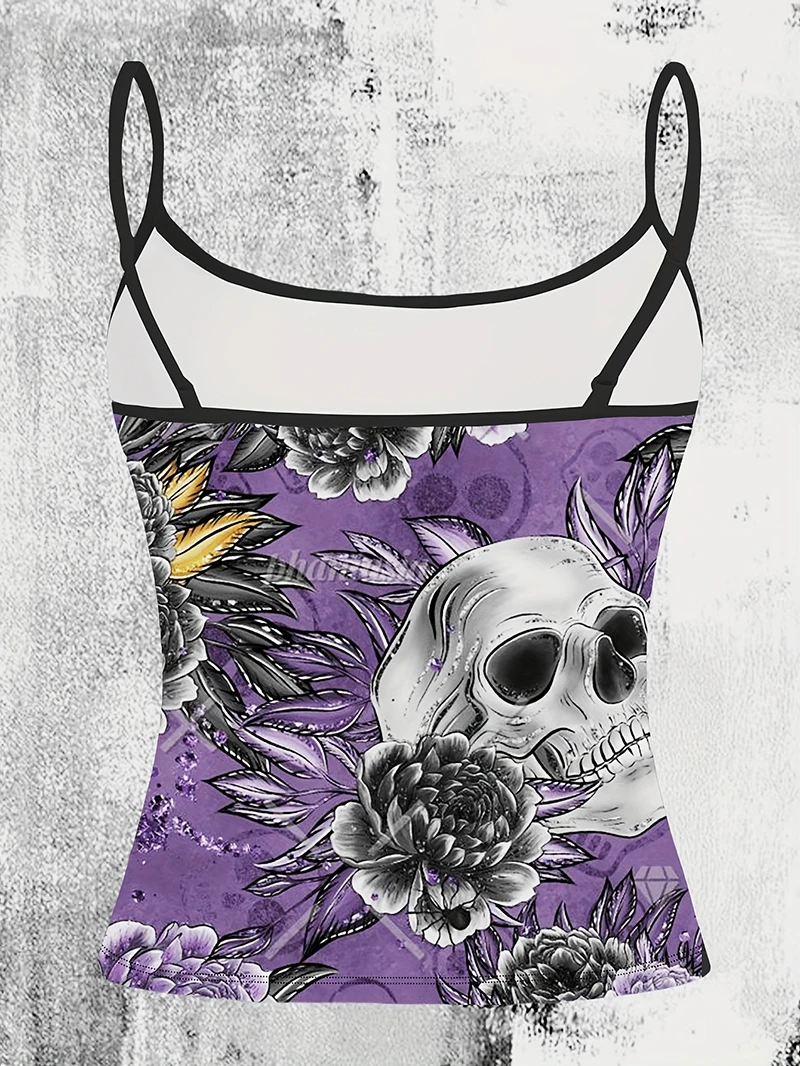 Summer New Casual Base Printed Suspender Women's Fashionable Elegant and Versatile Tops