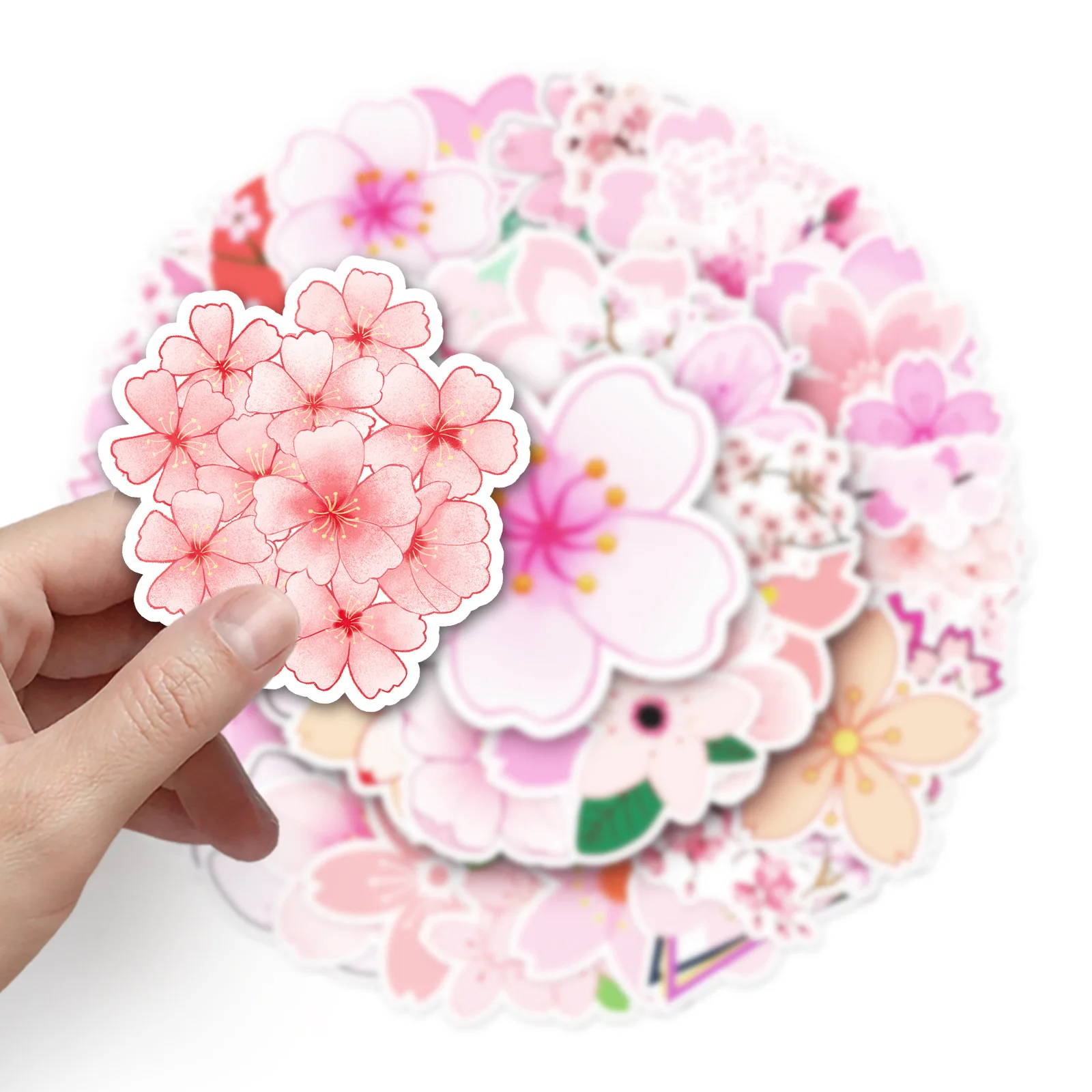 Desenhos animados Sakura Plant Sticker, Graffiti iPad Desk Notebook Capacete, Computador Padrão Scrapbook, Decoração de brinquedos, Atacado, 10 Pcs, 30 Pcs, 50Pcs