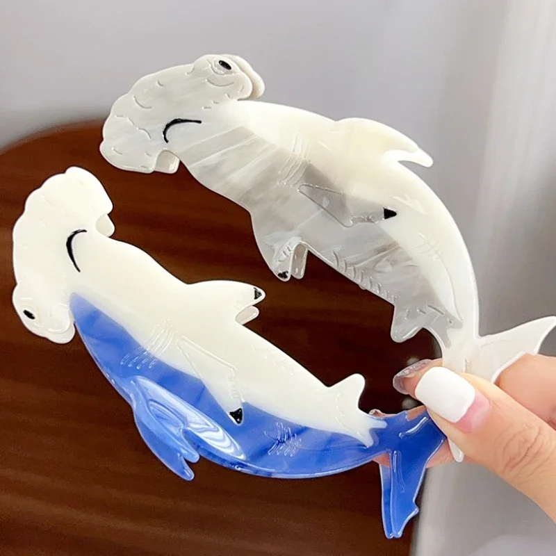 DS New Summer Hammerhead Shark Hair Claw Ocean Series Acetate Claw Clips Large Shark Crab Hair Clips for Women Hair Accessories