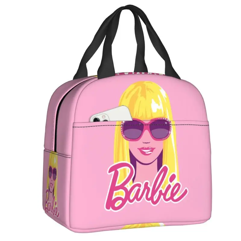 Pink Girl Barbie Lunch Bag Women Portable Cooler Thermal Insulated Lunch Box per la scuola multifunzione Food Bento Box