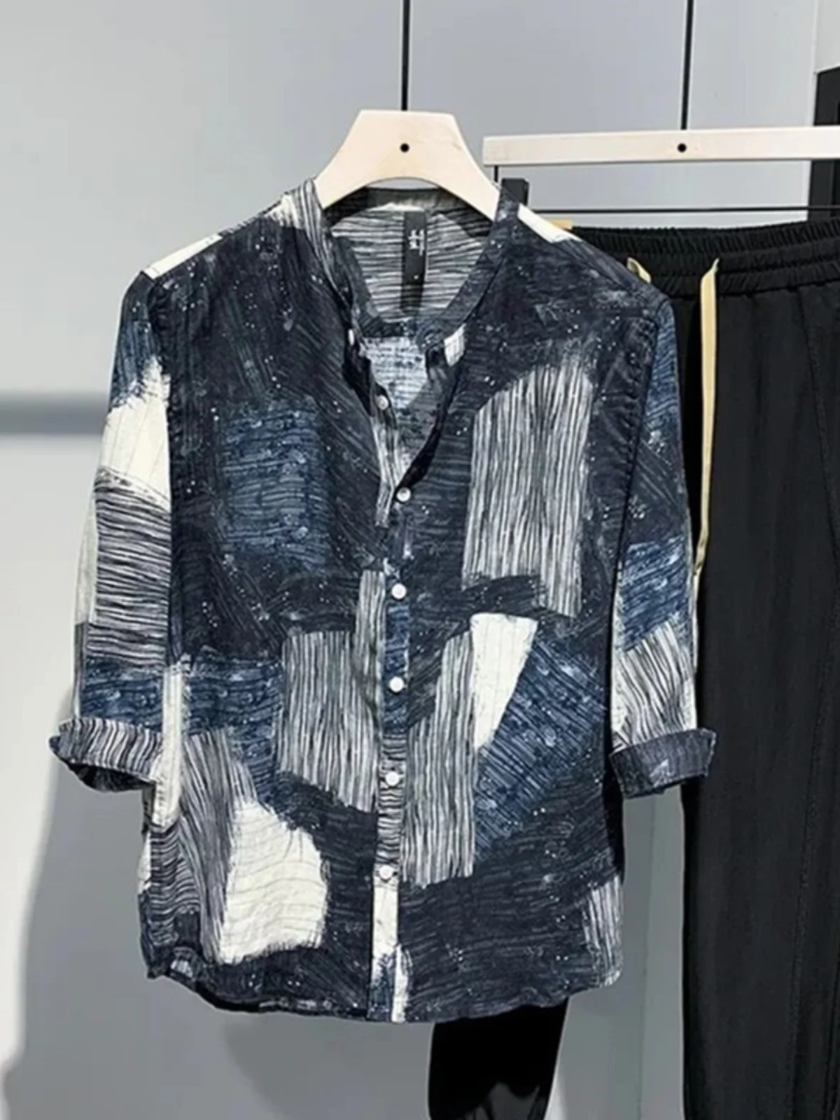 

Men's Summer Casual Printed Patchwork Svel irt Sli Trendy Faionable Outerwear Loose Fit Youthful ular