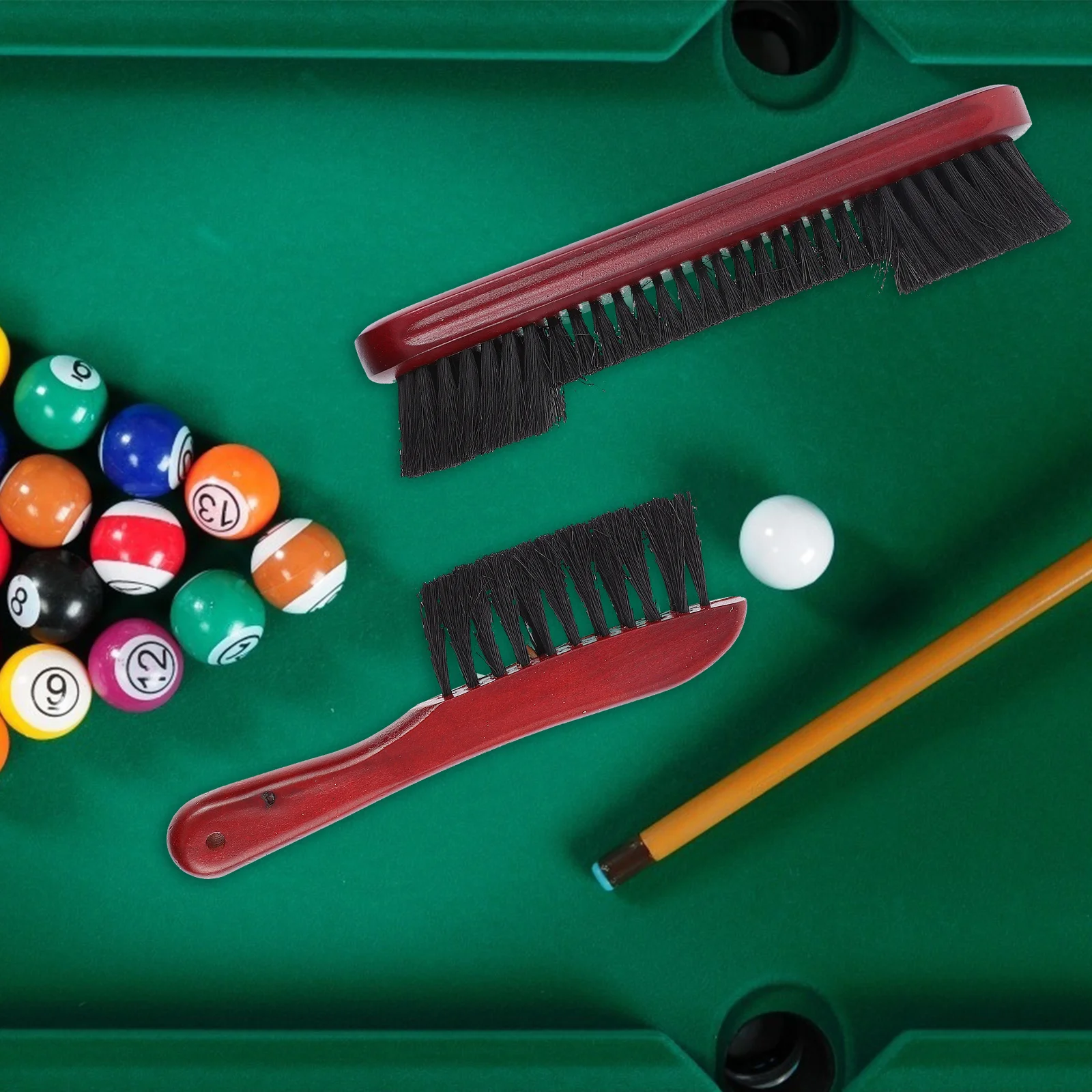 

2Pcs Billiard Pool Table Brush Set Wood Handle Durable PVC Bristles Snooker Table Rail Cleaning Brush