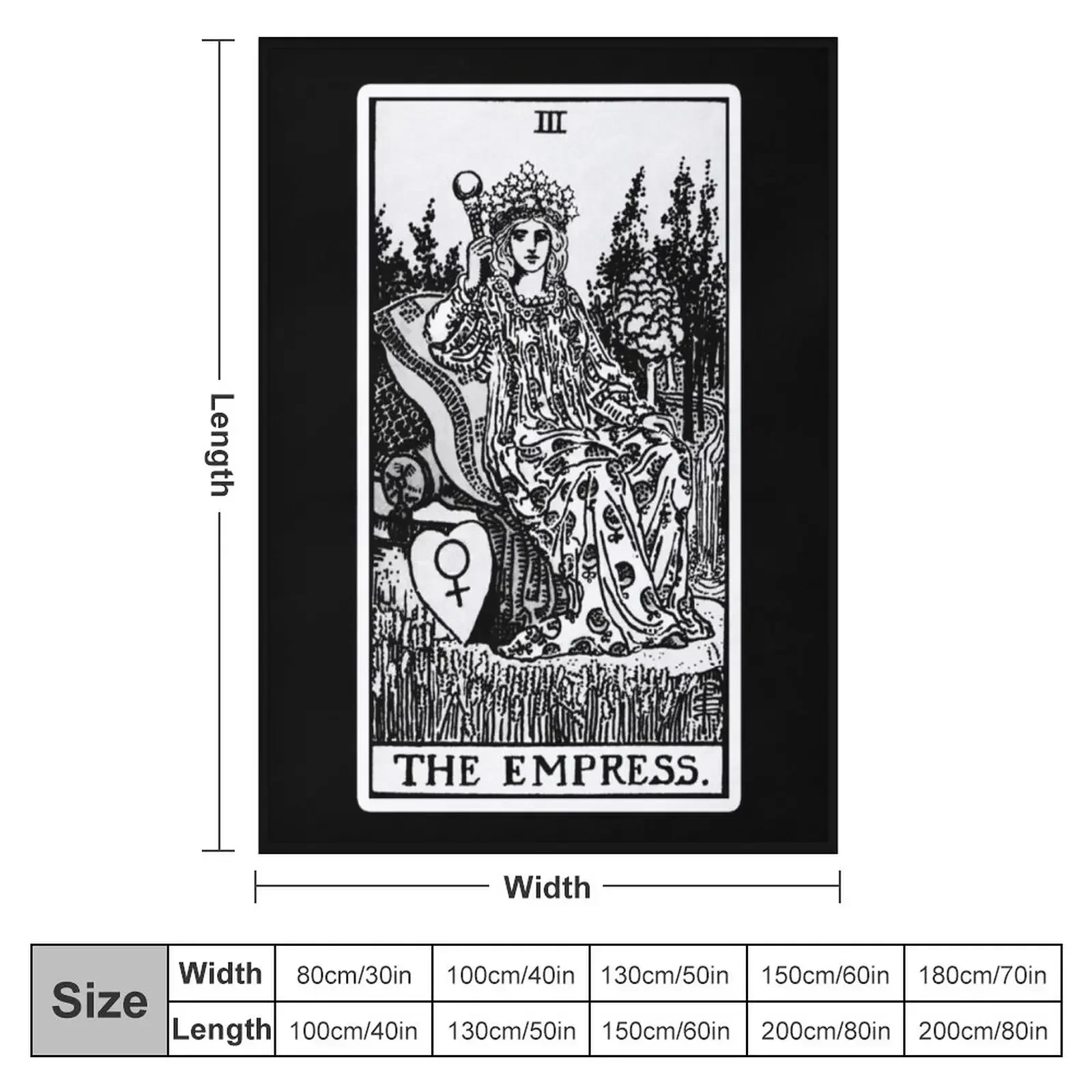 III. The Empress Tarot Card Black and white Throw Blanket Personalized Gift Cute Plaid Blankets