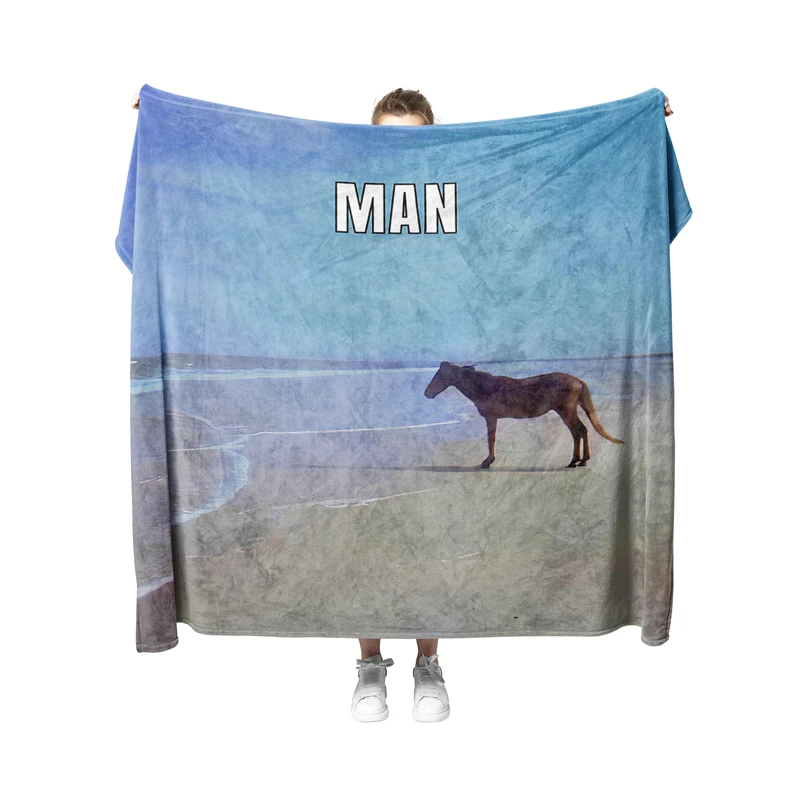 

Aertemisi Man Horse on Beach Meme Pet Blanket for Small Medium Large Dog Cat Puppy Kitten Couch Sofa Decor