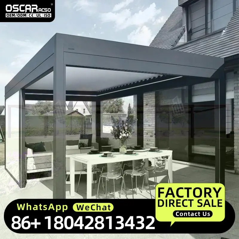 3X3 3X4 4X4 6X4m Modern Outdoor Garden Waterproof Bioclimatic Louvered  for Patio and Balcony in Europe Pergola