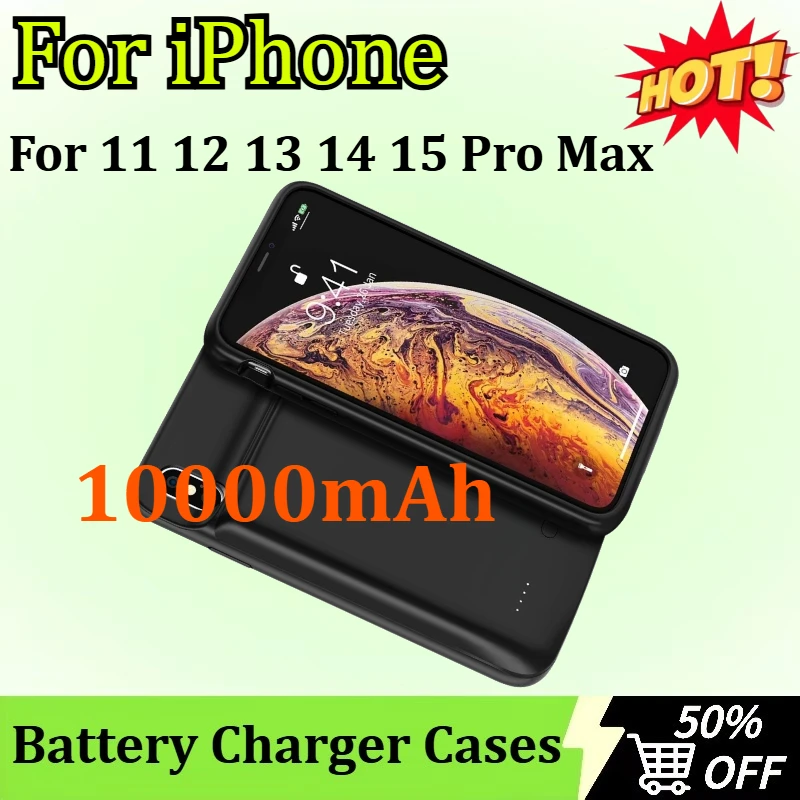 10000 mAh Batterijlader Case voor iPhone 11 12 13 14 15 Pro Max Power Bank Opladen Externe Batterij Draagbare batterij