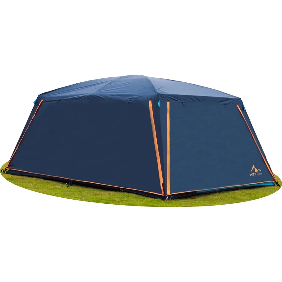 

Extra Large Tent 12 Person A Awning Family Cabin Tents 2 Rooms 3 Doors and 3 Windows with Mesh Straight Wall Waterproof Double