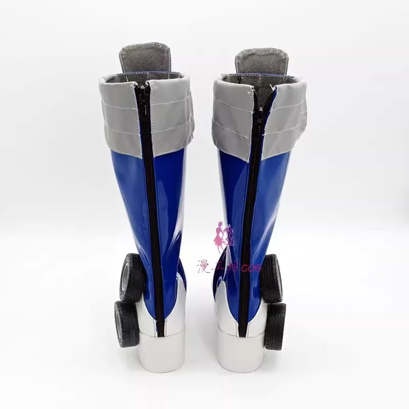 Anime Cross Frame Girl Optimus Prime Cosplay Costume Shoes Blue Handmade Faux Leather Boots