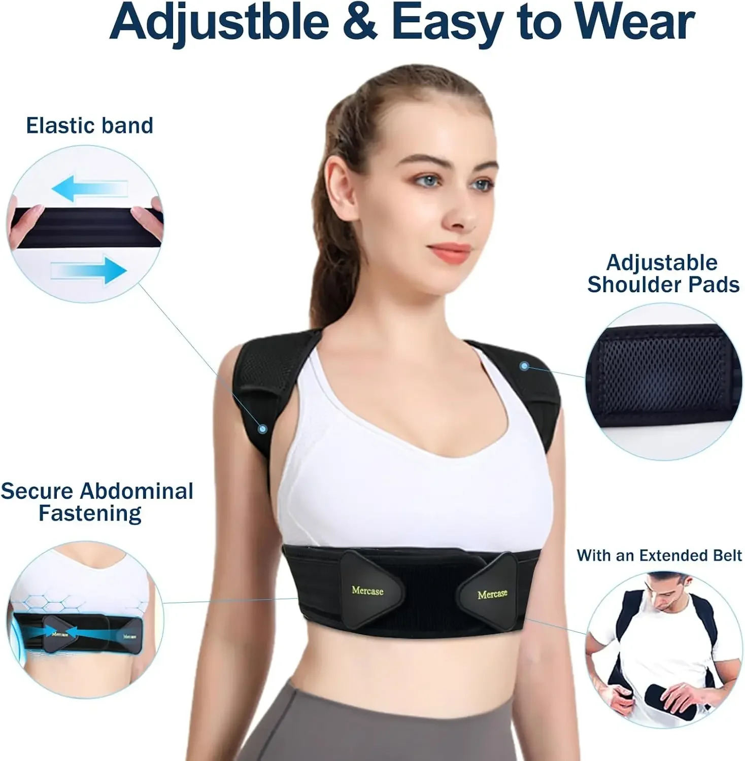 

Posture Corrector Back Brace for Men Women Pain Relief Adjustable Comfortable for Back Shoulders Neck Office Home Daily Use