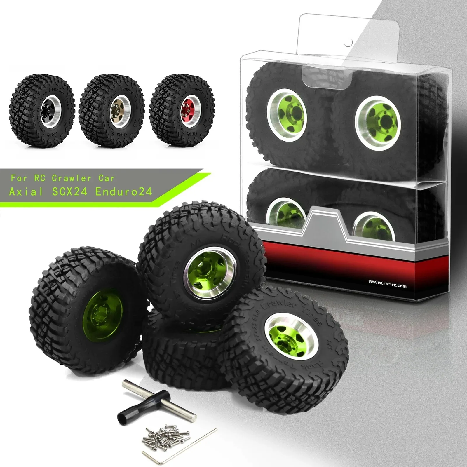 

Комплект колесных дисков RC Mud Terrain Tires 1.0 Beadlock для радиоуправляемых краулеров 1/24 Axial SCX24 FMS FCX24 Enduro24 AX24 (W1049-T1007)
