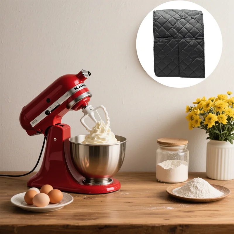 Standing Blender Dust Cover, Multi-Color Quilted Diamond Pattern with Side Pocket, Polyester Appliance Protector