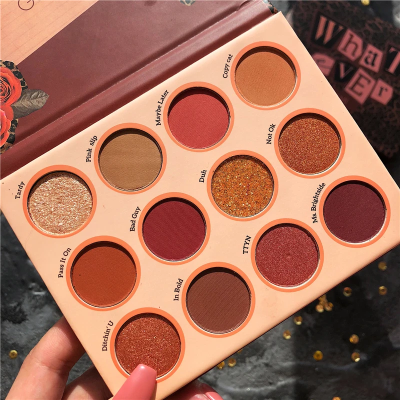 GUCAMI Brand Shimmer Matte Eyeshadow Makeup Palette 12 Colors Sweet Talk Nude Glow Pigment Eye Shadow Long Lasting Cosmetic Set