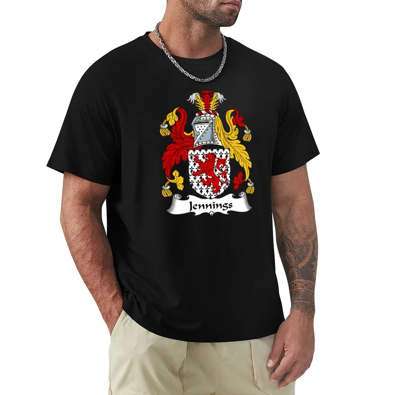 Jennings Coat of Arms / Jennings Family Crest T-Shirt man t shirt cotton high quality T-Shirt