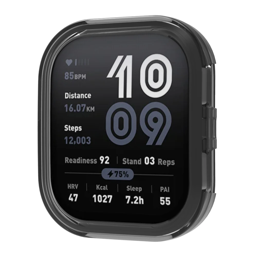 Voor Huami Amazfit Bip 6-beschermende horlogekast Zachte TPU uitgeholde hoes - transparant zwart