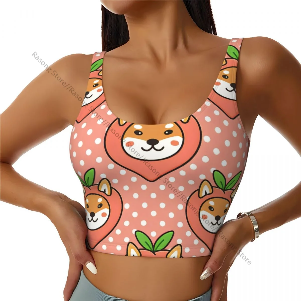 Yoga Vest Women Gym Sports Crop Tops Cute Dog Of Japanese Breed Shiba Streetwear Workout Breathable Tank Top Female