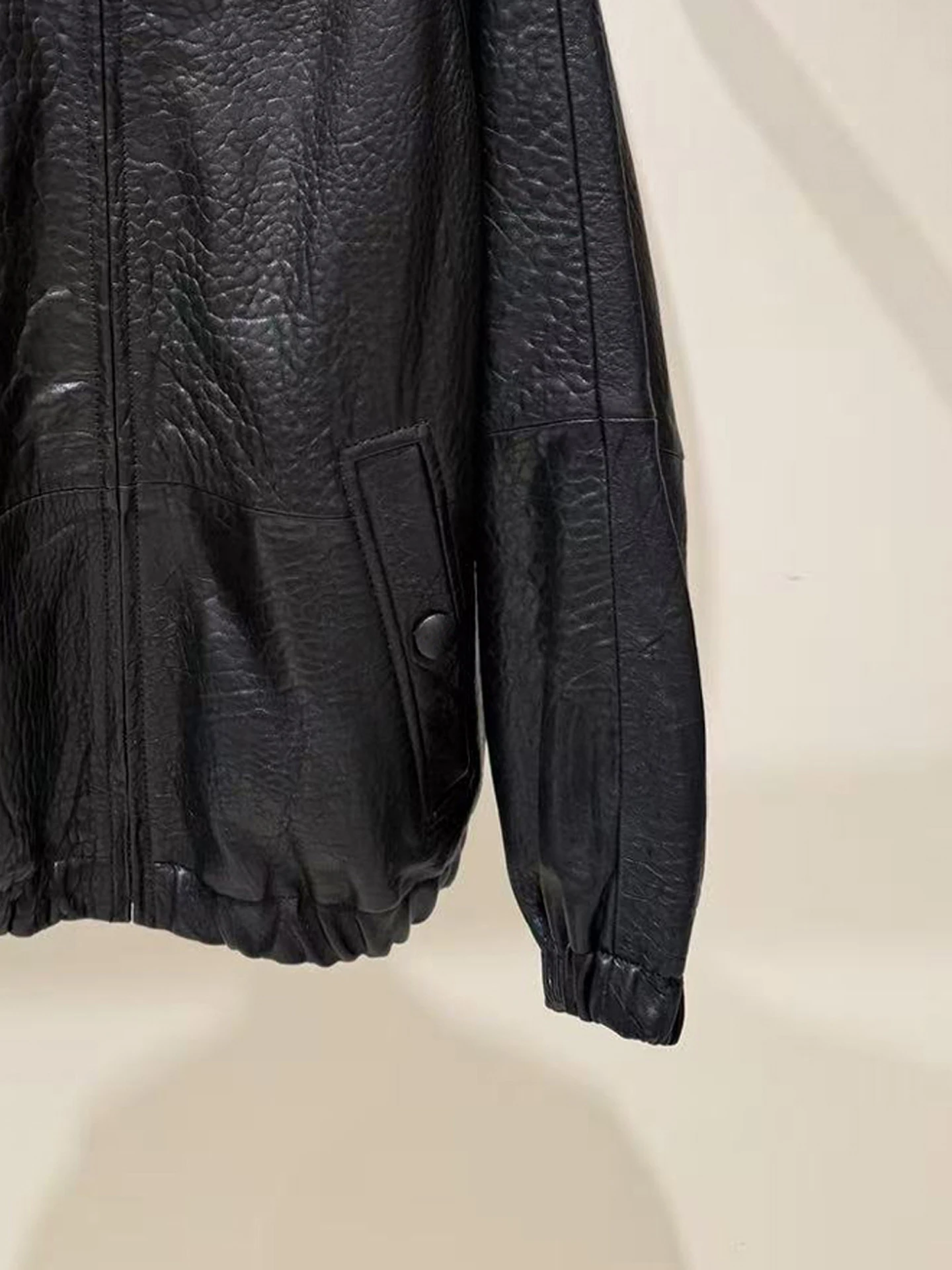 High-End Damen Biker Sle Stehkragen Leder Jaet Cardigan Mantel Retro Herbst Faion Damen Ort Oberbekleidung