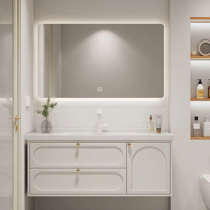 Washbasin cabinet, bathroom, gray, cream wind, ceramic integrated