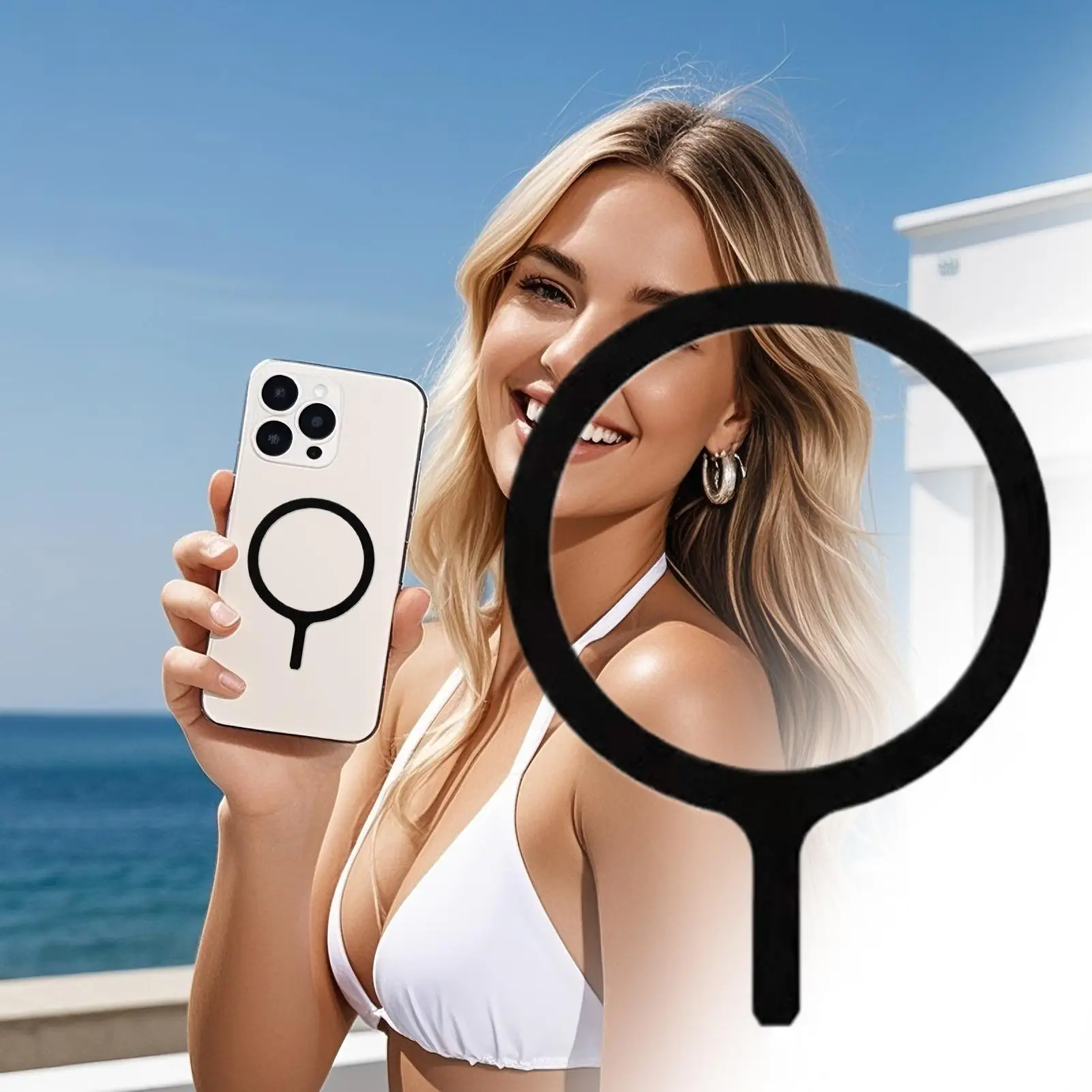 جراب هاتف مغناطيسي حلقة مغناطيسية لحافظة الهاتف ورقة مغناطيسية شحن لاسلكي جبل للمنزل النساء الرجال مكتب غرفة نوم في الهواء الطلق