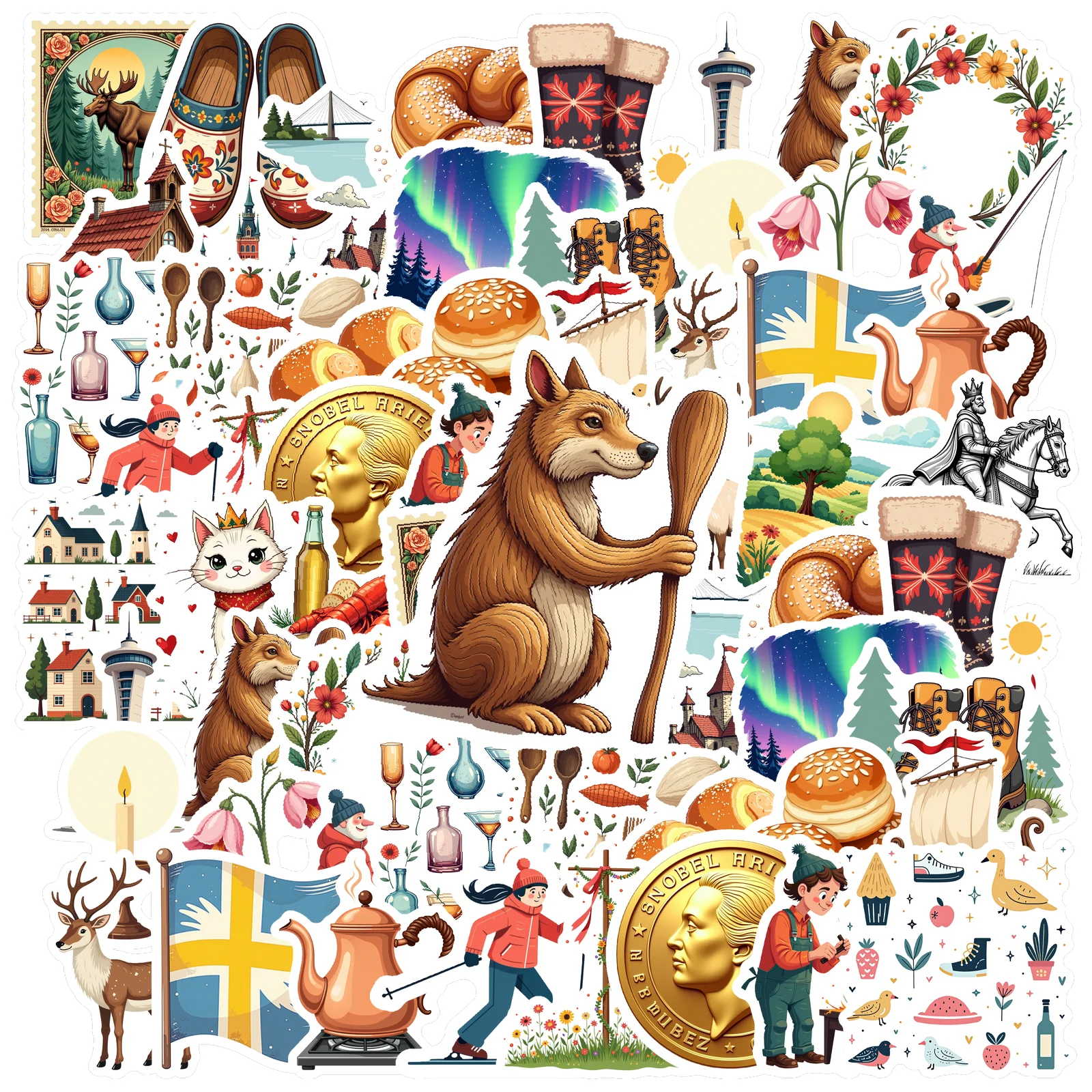 35pcs-70pcs Elegant Scandinavian Stickers Lovely Nature Stationery Stickers Sticker Pack For Suitcase Fridge Phone Luggage DIY
