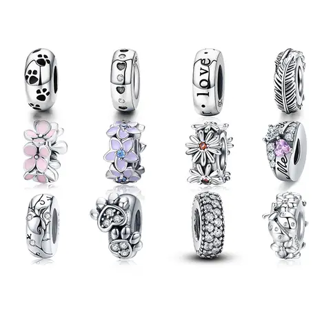 Silver Heart Spacer Beads for Bracelets WOSTU