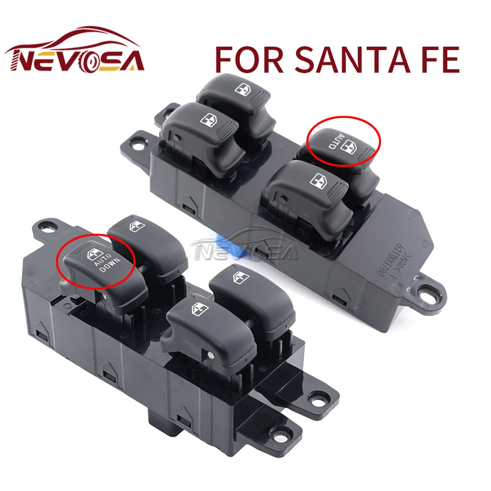 

NEVOSA For Hyundai Santa Fe 2.4 2.7 2001-2006 93570-26100 93570-26000 Power Window Switch Control Lifter Glass Button 11Pin