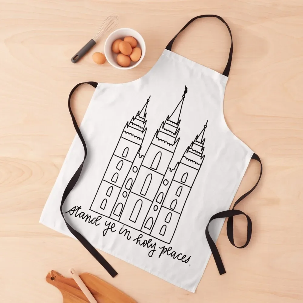 

Salt Lake City LDS Temple Stand Ye in Holy Places Apron Funny Kitchen Handle For Women Kitchen Novel Kitchen Accessories Apron