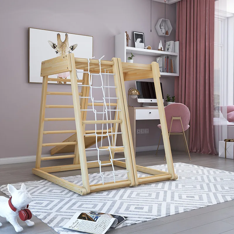 

Wooden Climbing Frame and Ramp Multifunctional Climbing Jungle Play Gym Playground Indoor Equipment Wooden Kids Climbing Set