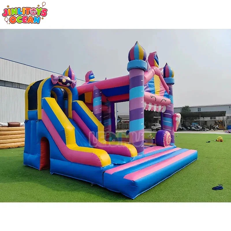 Hot Selling Colorful Inflatable Bouncy Castle Blow up Commercial Bounce House Slide Candy Land Inflatable Bouncer for Kids