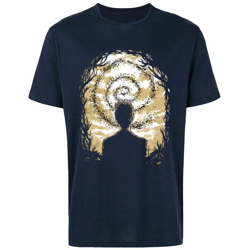 Carcosa's Spiral T-shirt Men Short Sleeve Summer T Shirts Hastur Cthulhu World Tops Tees Awesome Novel Tshirt  Cotton Fabric