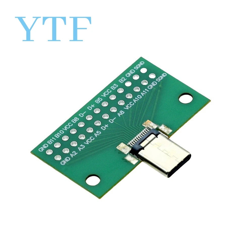 Type-C Male To Female USB 3.1 Test PCB Board Adapter Type C 24P 2.54mm Connector Socket For Data Line Wire Cable Transfer