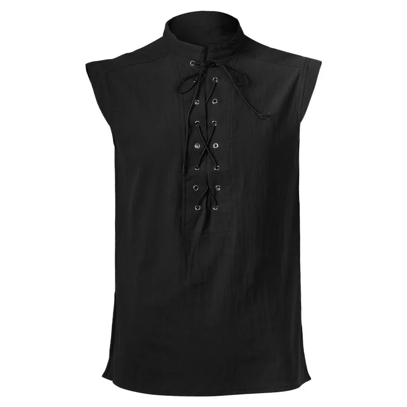 Camisas de pirata Medieval para hombre, Camisa sin mangas renacentista Steampunk, traje gótico victoriano para Cosplay de Halloween, 2024