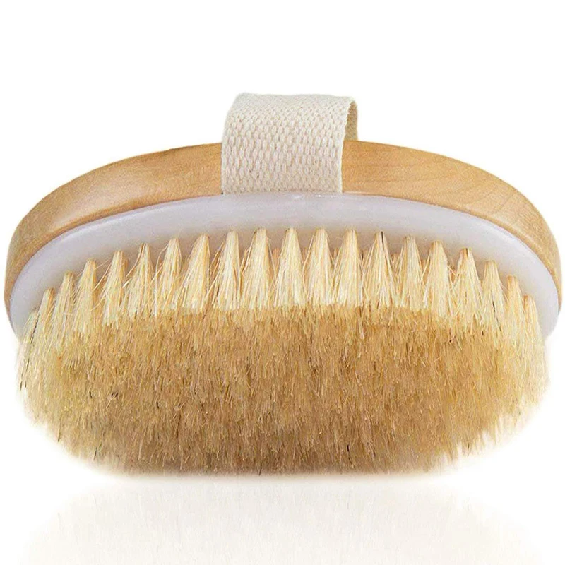 Wood Hand Brush Exfoliating Bath Brush Dry and Wet Bath Brush Air Bag Massager Pig Sideburns Scrub Brush