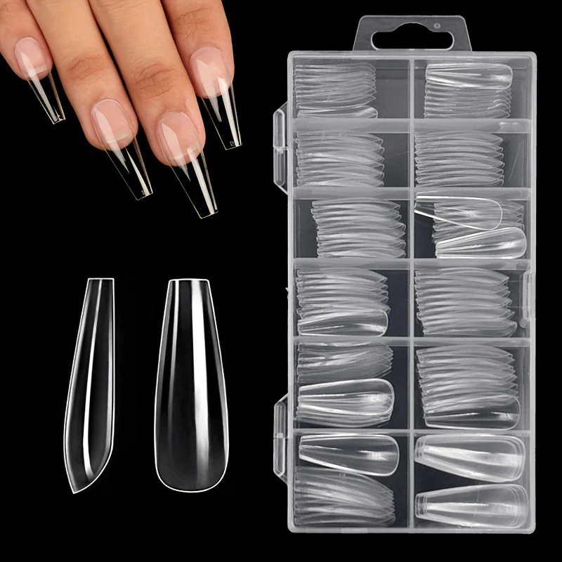 120 puntas de uñas transparentes en formas ataúd, almendra, estilete, ovalada, cuadrada y más, 12 tallas 4